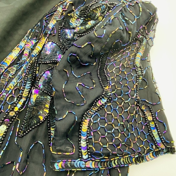 GOLD STAR BLACK BEADED SKIRT AND BLOUSE OUTFIT VINTAGE - Picture 8 of 10